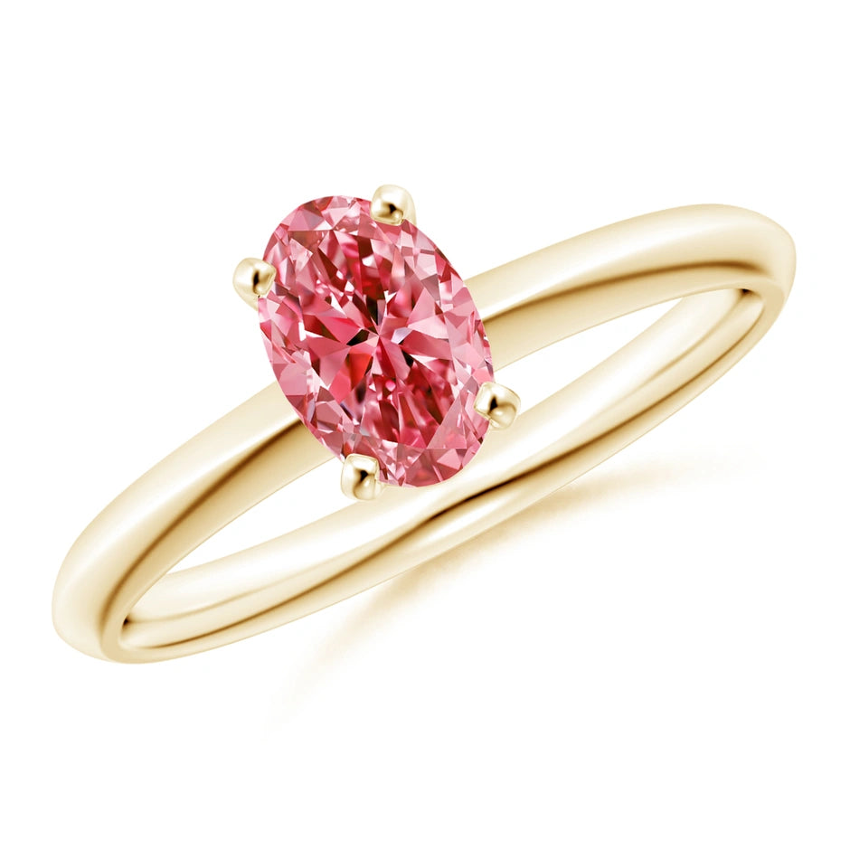 Oval Cut Pink Lab Diamond Solitaire Engagement Ring - image 3