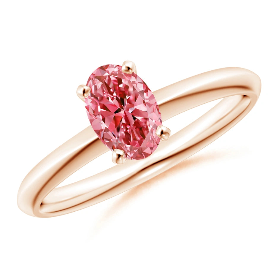 Oval Cut Pink Lab Diamond Solitaire Engagement Ring - image 5