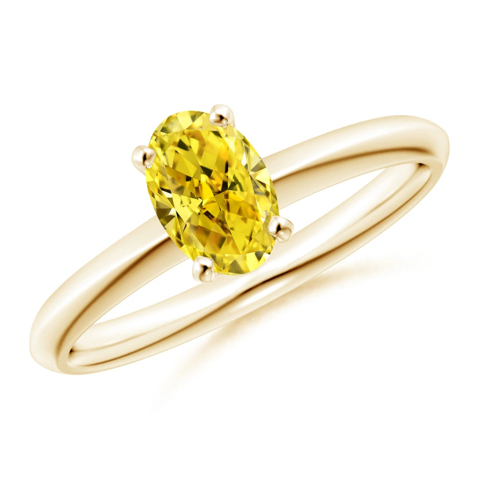 Oval Cut Yellow Lab Diamond Solitaire Engagement Ring - image 3