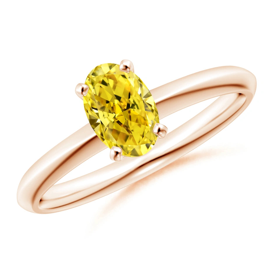 Oval Cut Yellow Lab Diamond Solitaire Engagement Ring - image 5
