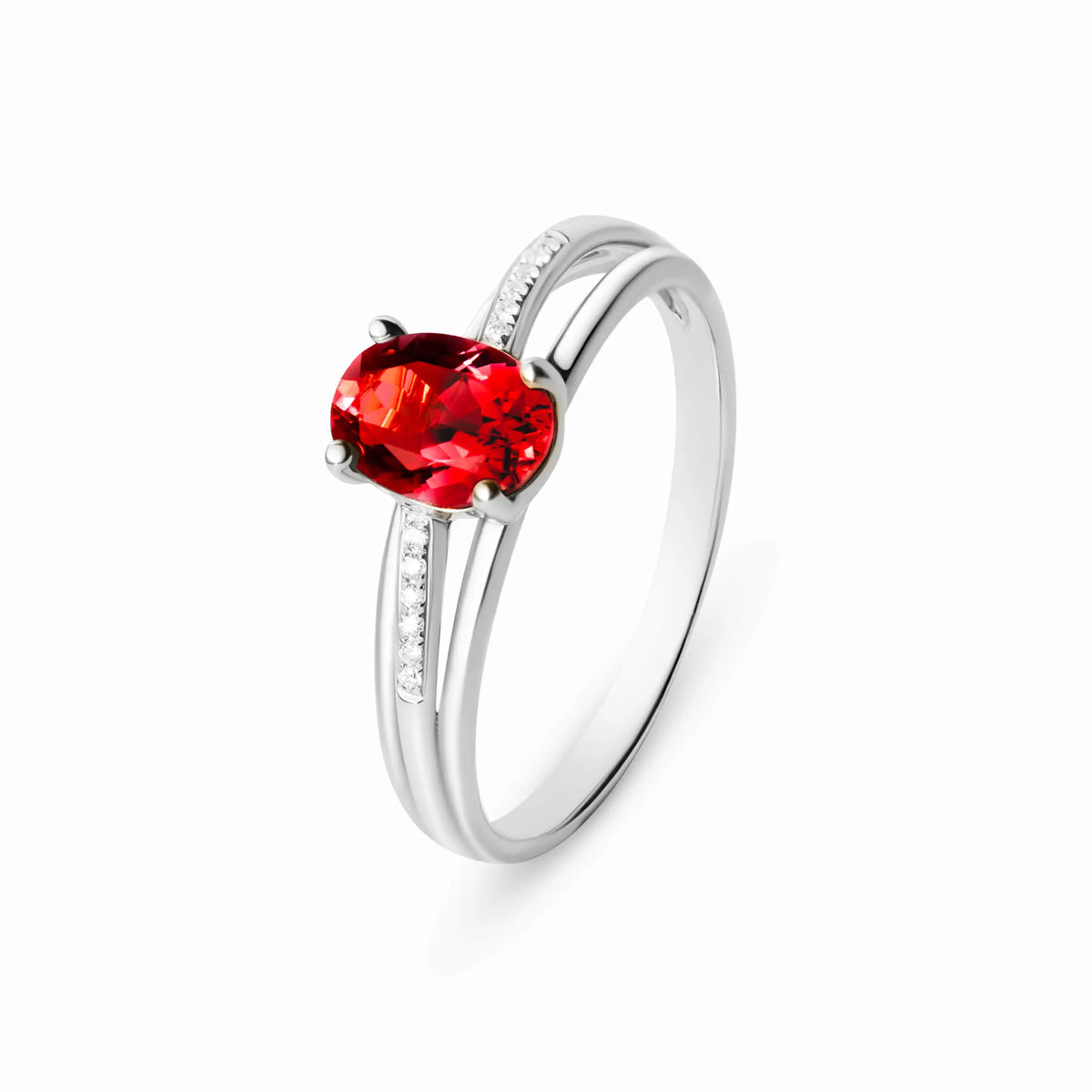 Oval Ruby and Diamond Promise Ring - image 2