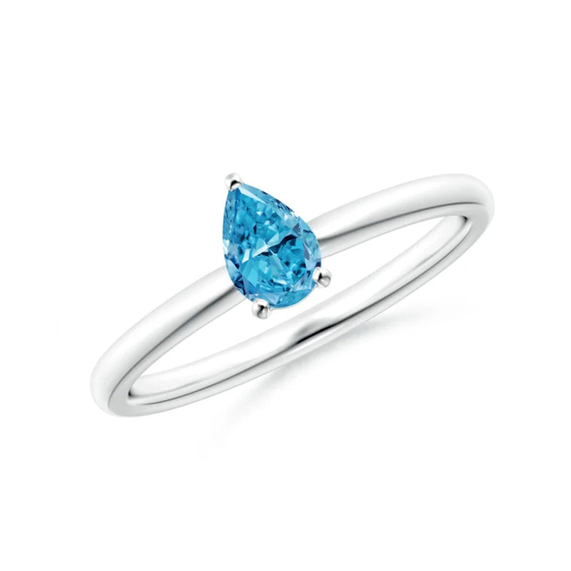 Pear Cut Blue Lab Diamond Solitaire Engagement Ring - image 1