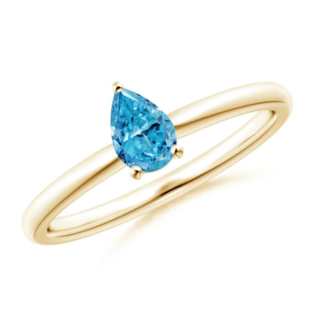 Pear Cut Blue Lab Diamond Solitaire Engagement Ring - image 4