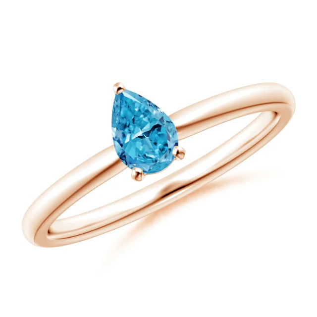 Pear Cut Blue Lab Diamond Solitaire Engagement Ring - image 5