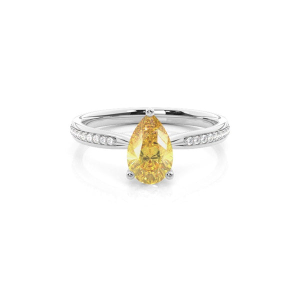 Pear Cut Lab-Grown Yellow Diamond Side Stone Engagement Ring - image 1