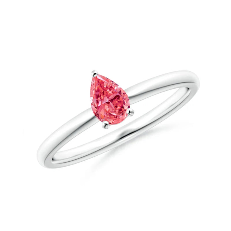 Pear Cut Pink Lab Diamond Solitaire Engagement Ring - image 1
