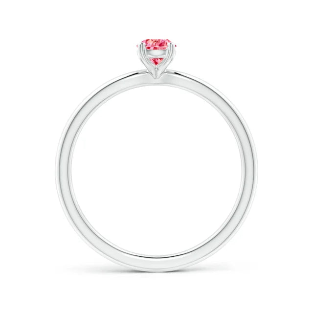 Pear Cut Pink Lab Diamond Solitaire Engagement Ring - image 2