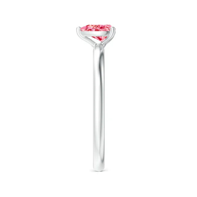 Pear Cut Pink Lab Diamond Solitaire Engagement Ring - image 3
