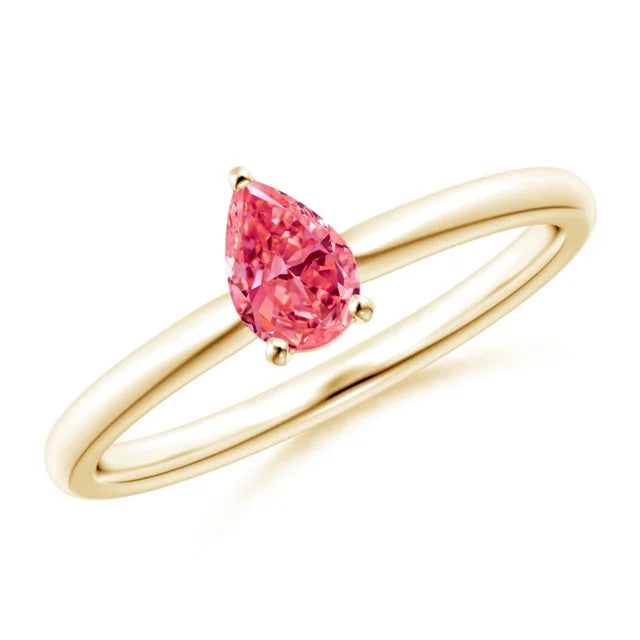 Pear Cut Pink Lab Diamond Solitaire Engagement Ring - image 4