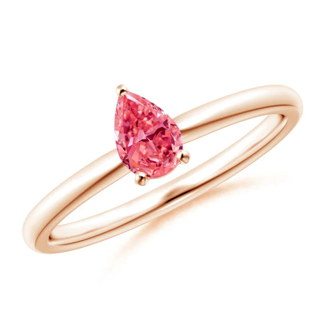 Pear Cut Pink Lab Diamond Solitaire Engagement Ring - image 5