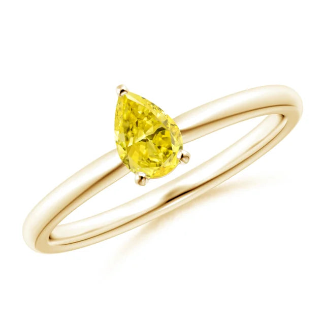 Pear Cut Yellow Lab Diamond Solitaire Engagement Ring - image 4