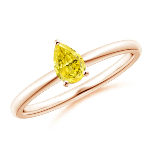 Pear Cut Yellow Lab Diamond Solitaire Engagement Ring - image 5