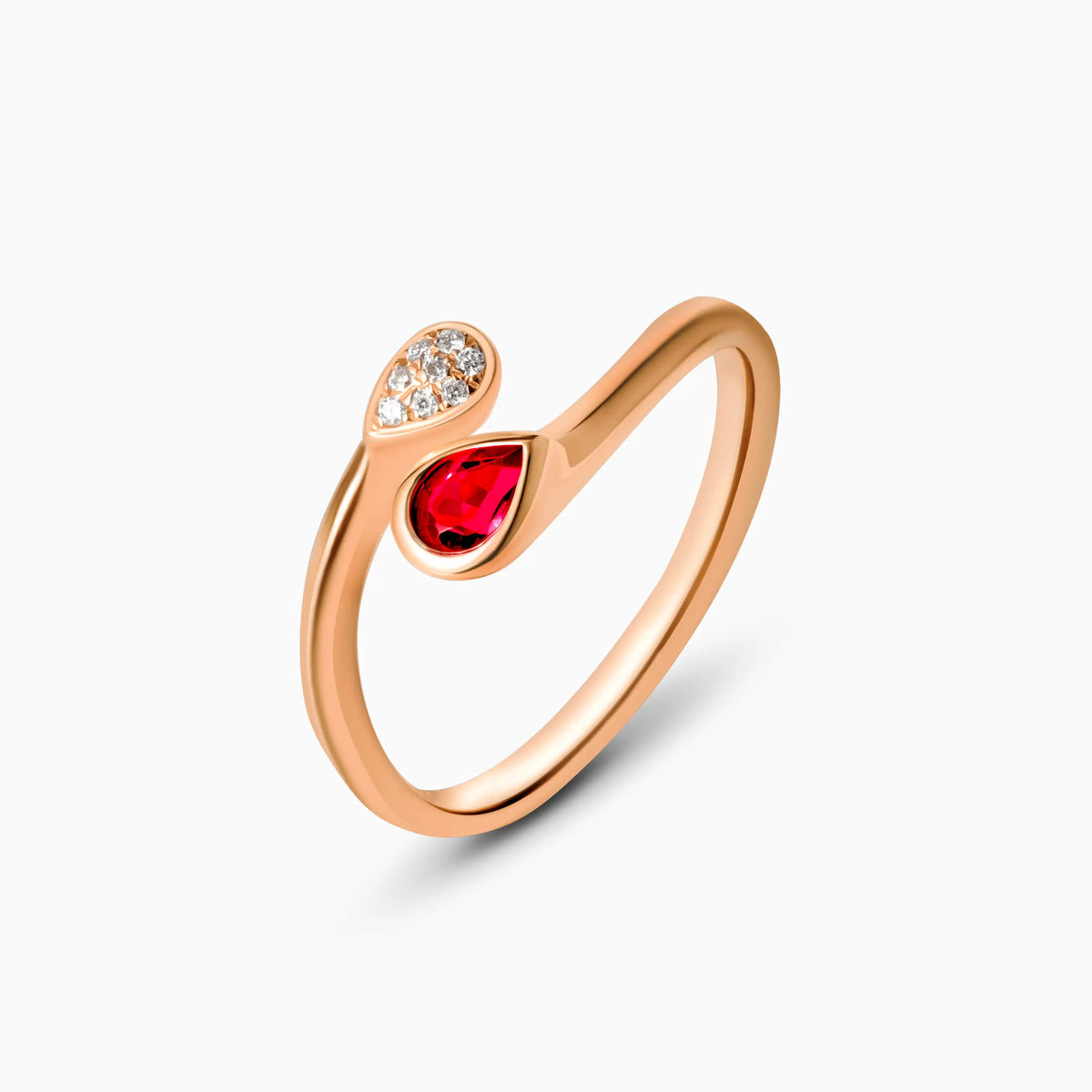 Pear Lab Grown Ruby Promise Ring - image 3