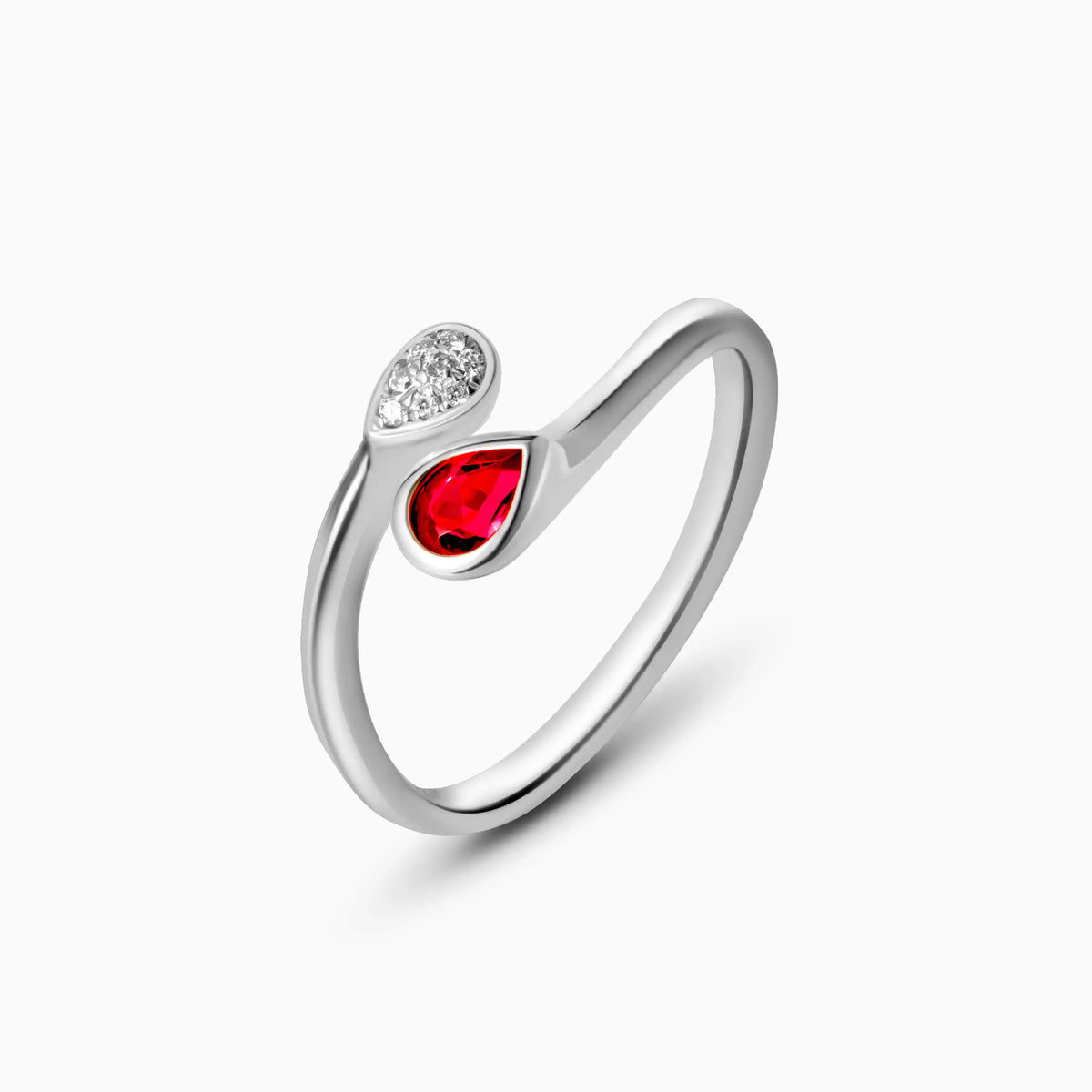 Pear Lab Grown Ruby Promise Ring - image 4