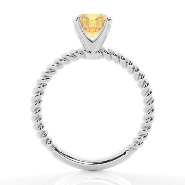 Prong Setting Round Cut Yellow Lab Diamond Engagement Ring - image 2