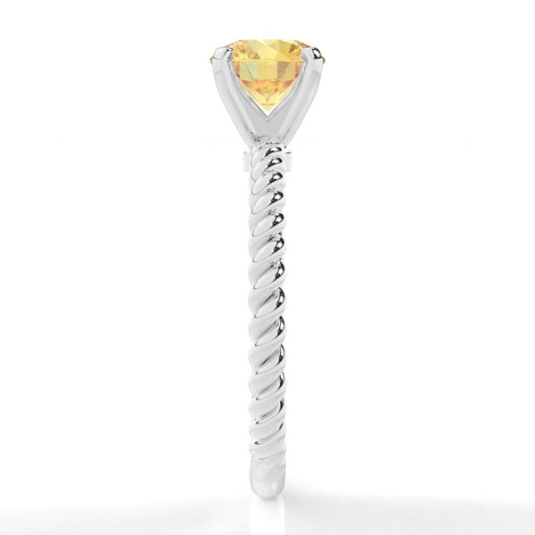 Prong Setting Round Cut Yellow Lab Diamond Engagement Ring - image 4