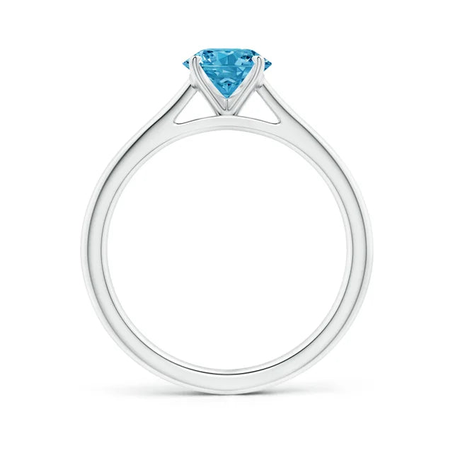 Round Cut Blue Lab Diamond Solitaire Engagement Ring - image 2