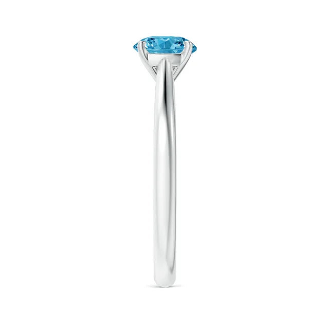 Round Cut Blue Lab Diamond Solitaire Engagement Ring - image 3