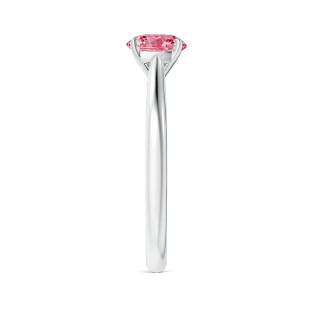 Round Cut Pink Lab Diamond Solitaire Engagement Ring - image 3