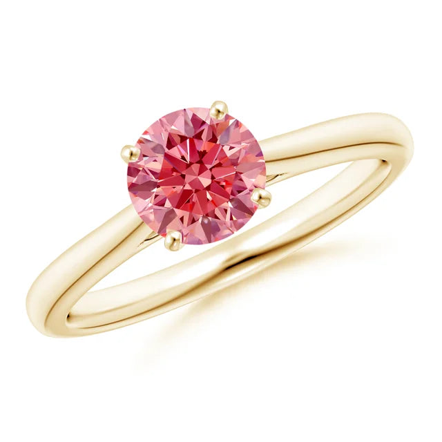 Round Cut Pink Lab Diamond Solitaire Engagement Ring - image 4