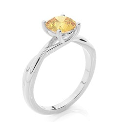 Round Cut Prong Setting Yellow Lab Diamond Engagement Ring - image 3
