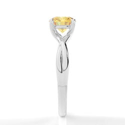 Round Cut Prong Setting Yellow Lab Diamond Engagement Ring - image 4