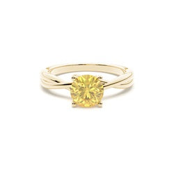 Round Cut Prong Setting Yellow Lab Diamond Engagement Ring - image 5