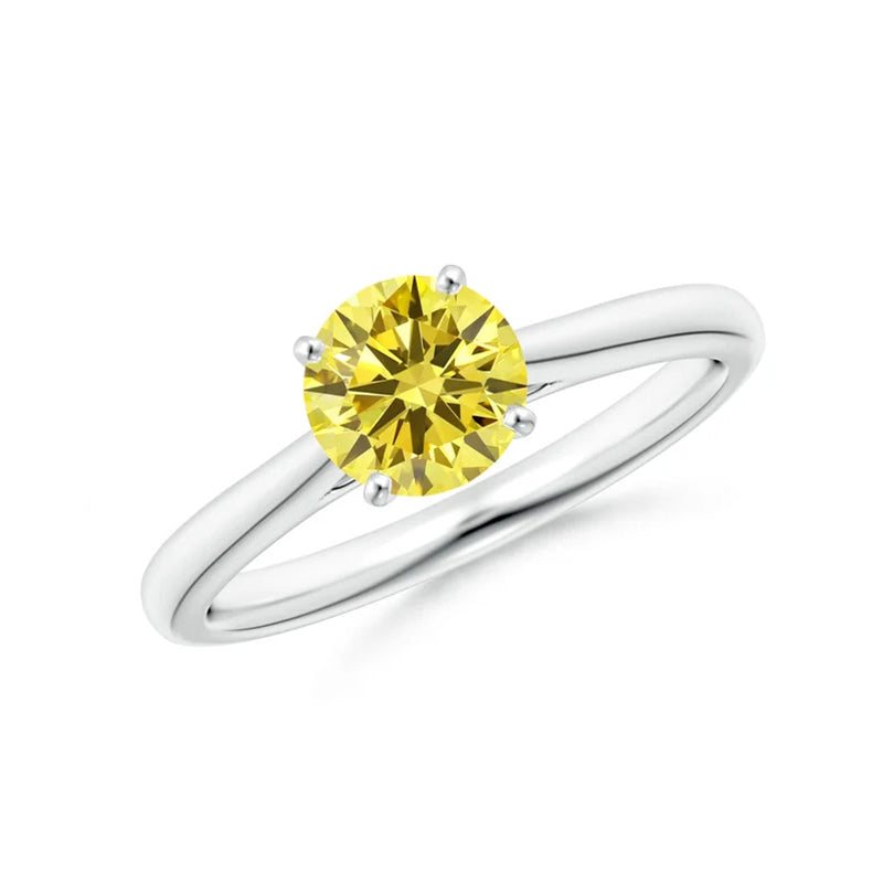 Round Cut Yellow Lab Diamond Solitaire Engagement Ring - image 1
