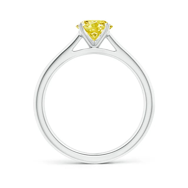 Round Cut Yellow Lab Diamond Solitaire Engagement Ring - image 2