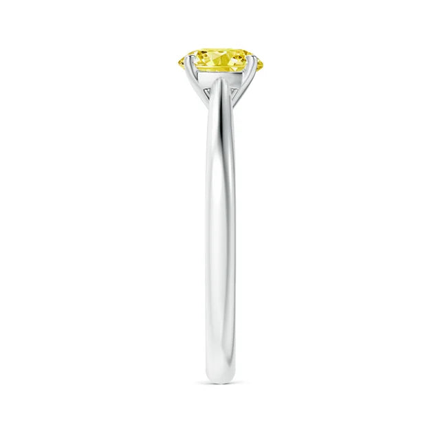 Round Cut Yellow Lab Diamond Solitaire Engagement Ring - image 3