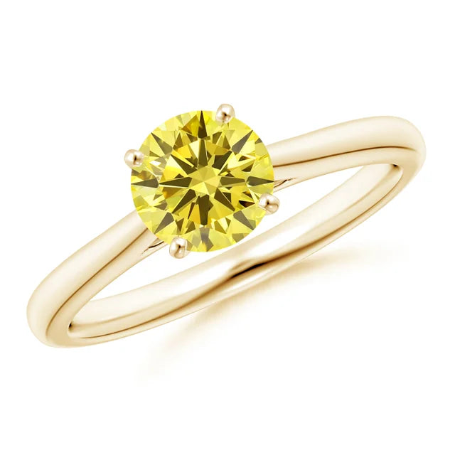 Round Cut Yellow Lab Diamond Solitaire Engagement Ring - image 4