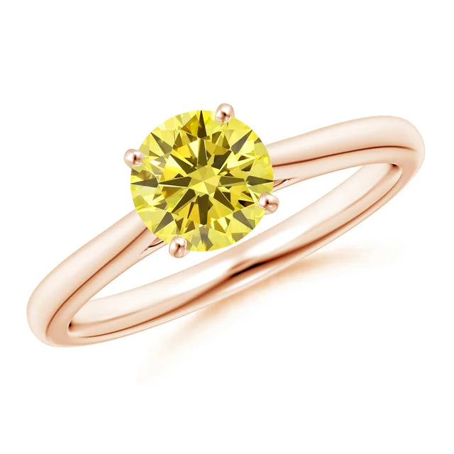 Round Cut Yellow Lab Diamond Solitaire Engagement Ring - image 5