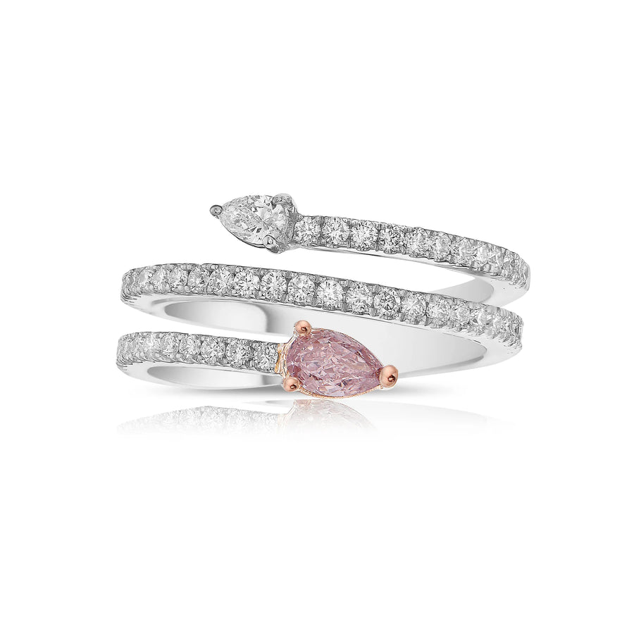 Total 0.90ct Pink Pear Spiral Lab Grown Diamond Ring - image 1