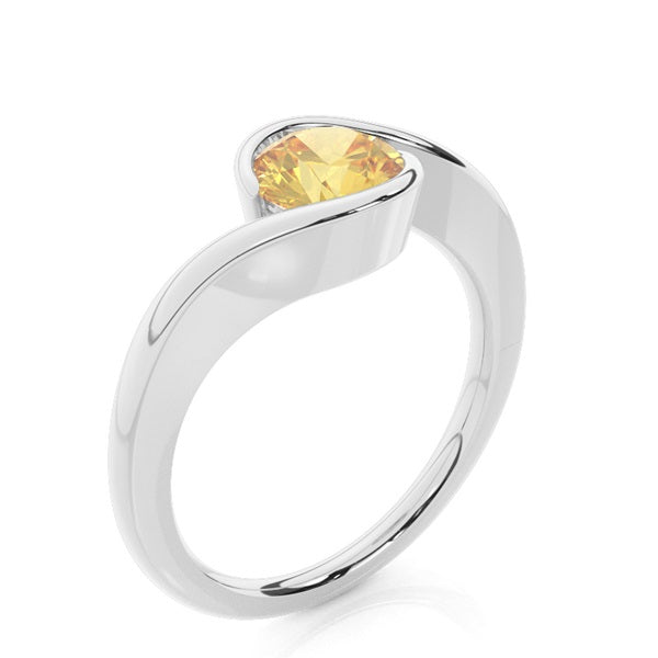 White Gold Yellow Lab Diamond Engagement Ring - image 2