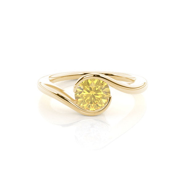 White Gold Yellow Lab Diamond Engagement Ring - image 5