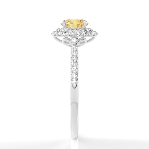 Yellow Lab Diamond Halo Engagement Ring - image 4
