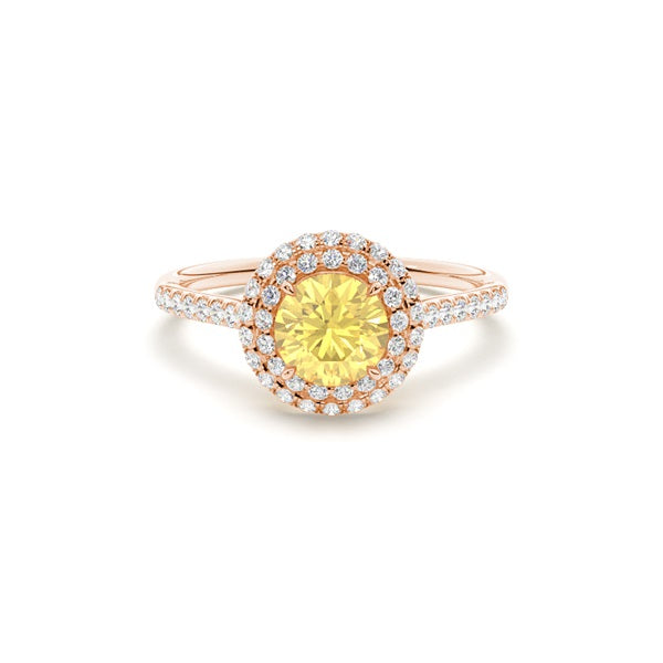 Yellow Lab Diamond Halo Engagement Ring - image 6